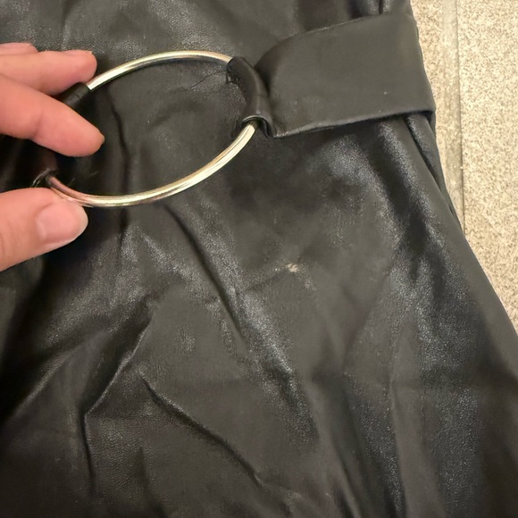 Black Faux Leather Skort with Ring Detail - Picture 6 of 7